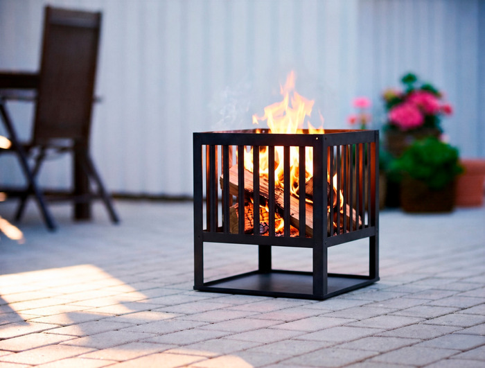 Eldstad 40 x 40 x 40 cm Svart Dangrill